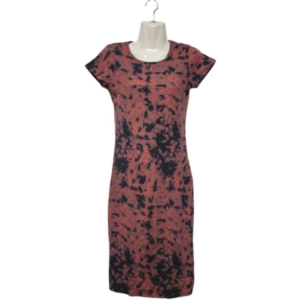 Midi Dress, Black & Rust Dress, Maroon V-Neck Midi Dress